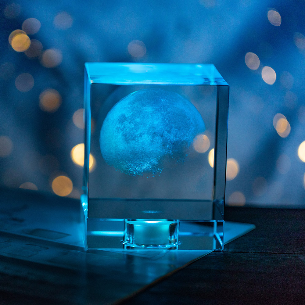 3D Moon Phases Crystal
