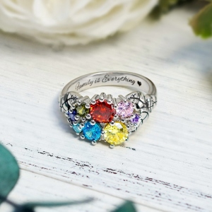 Personalized Family Garden Birthstone Ring with Accents