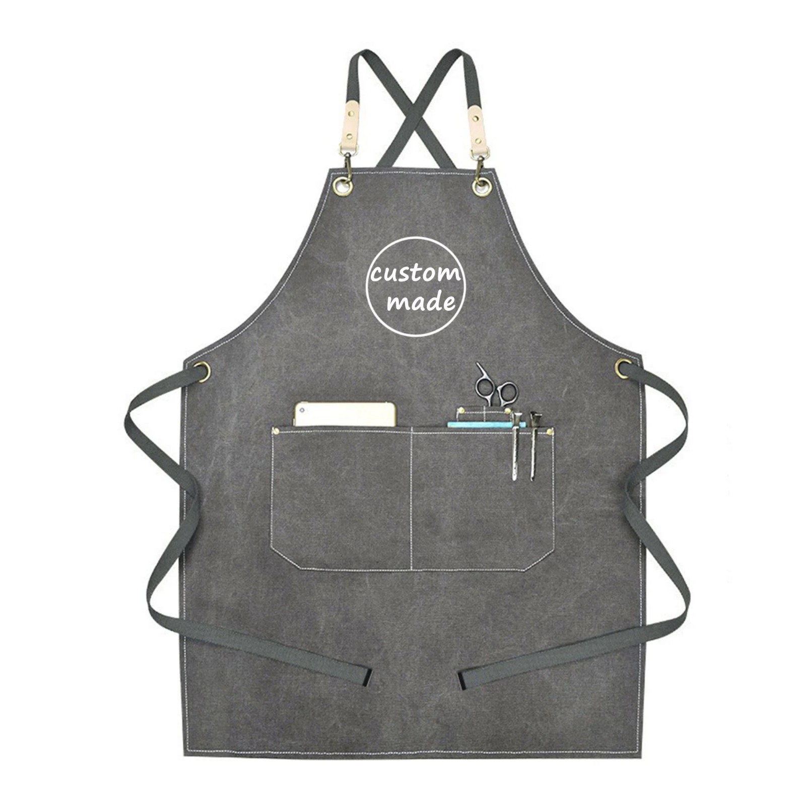 Personalized Unisex Canvas Water Resistant Apron for Restaurant,Bakery,Cafe, Kitchen,Florist,Nail Tech,Studio,Work Shop,BBQ,Aprons Gift