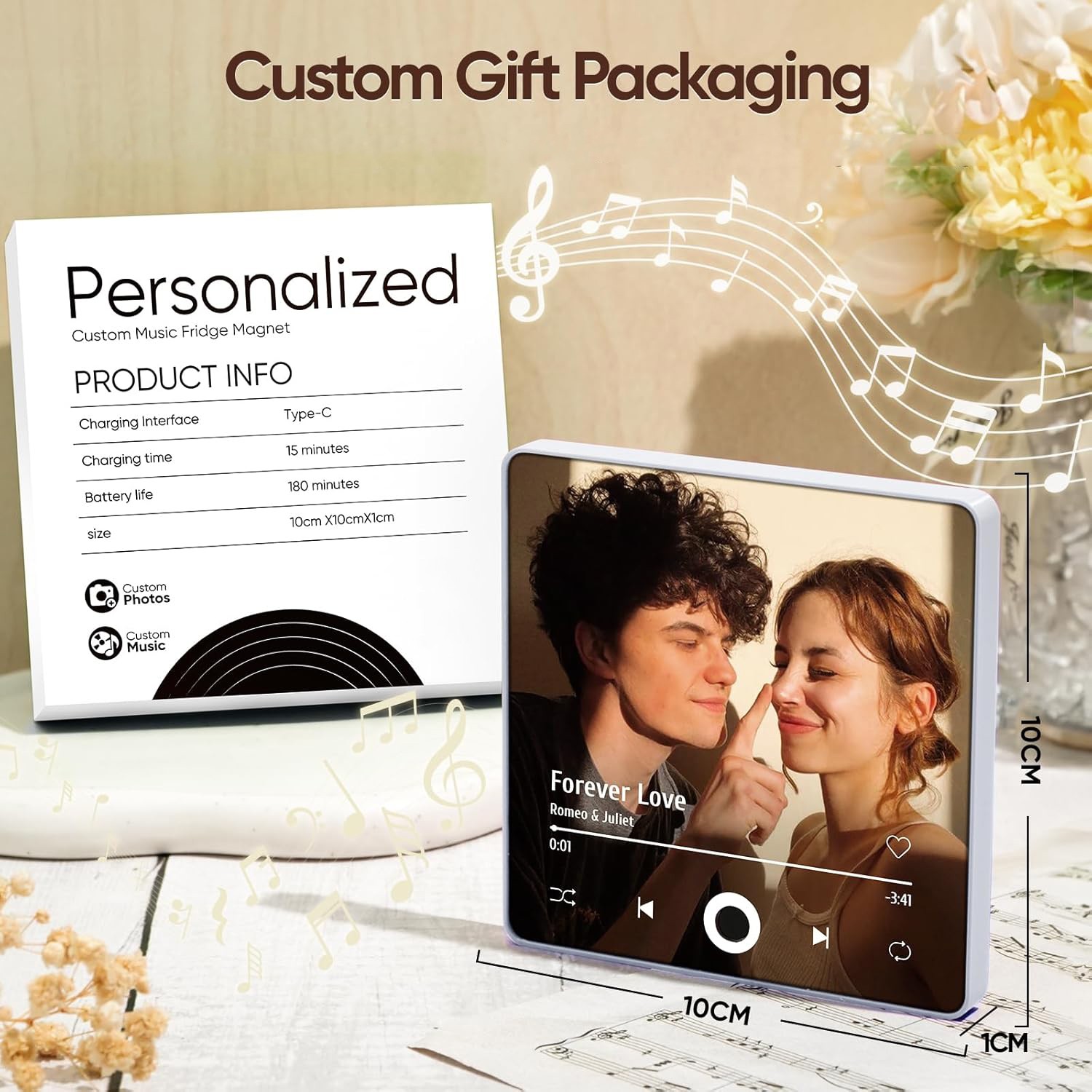 🎄BUY 2 FREE SHIPPING🎄Personalized Photo Music Fridge Magnet | Play Your Favorite Song | Romantic Gift for Him  |  Gift for Her | Music Magnet | Custom Home Decor