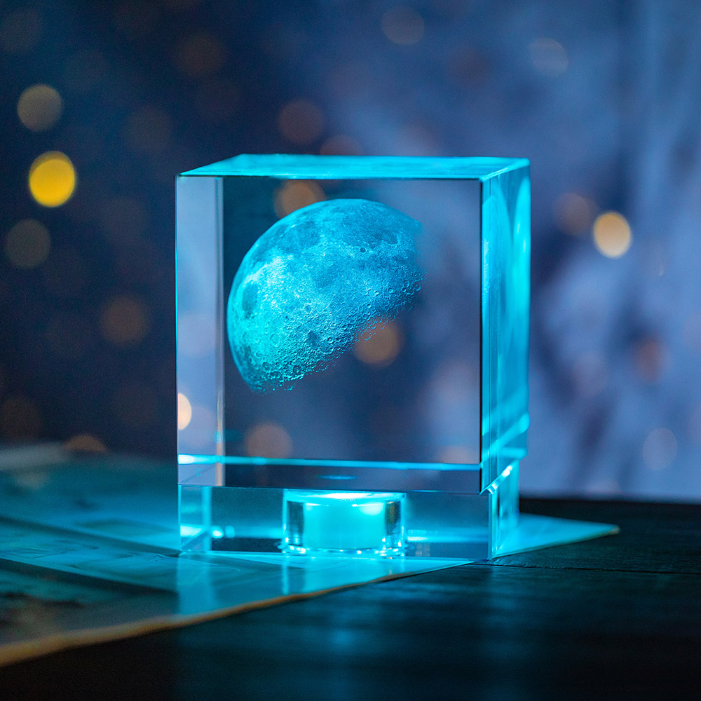 3D Moon Phases Crystal