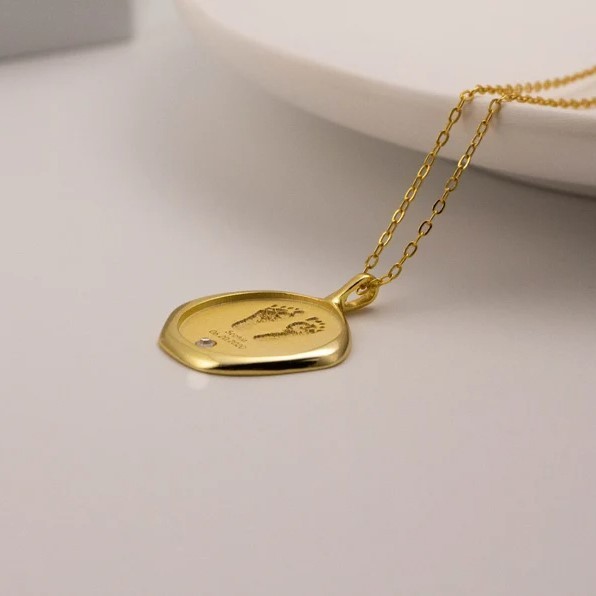 Newborn Necklace , Footprint Necklace , Wax Seal Necklace , Personalized Mothers Gift , Baby Shower Necklace , Gifts for mom ,  New Mom Gift