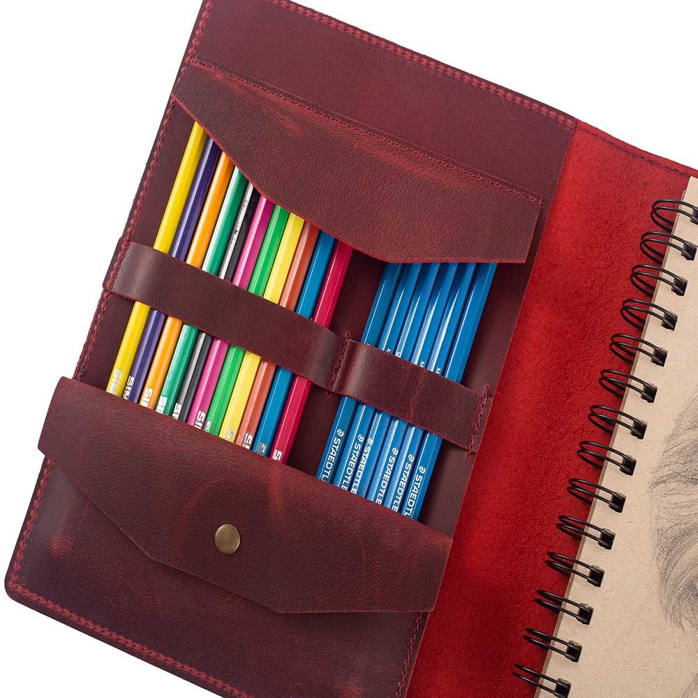 Handmade Leather Sketchbook Cover, Traveler's Leather Artist Sketch Pad Cover, Drawing Pencils Sketchbook, Personalized Artists Gifts