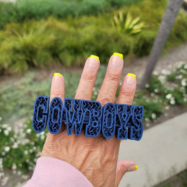 Personalized 3D-Printed Knuckle Rings, Sports Team Support Fan Gear, Football Team Support Cheer Fan Gear, Sport Fan Gift, Chunky Knuckle Rings