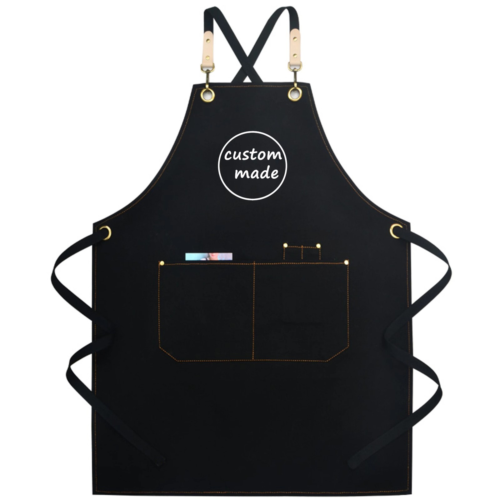 Personalized Unisex Canvas Water Resistant Apron for Restaurant,Bakery,Cafe, Kitchen,Florist,Nail Tech,Studio,Work Shop,BBQ,Aprons Gift