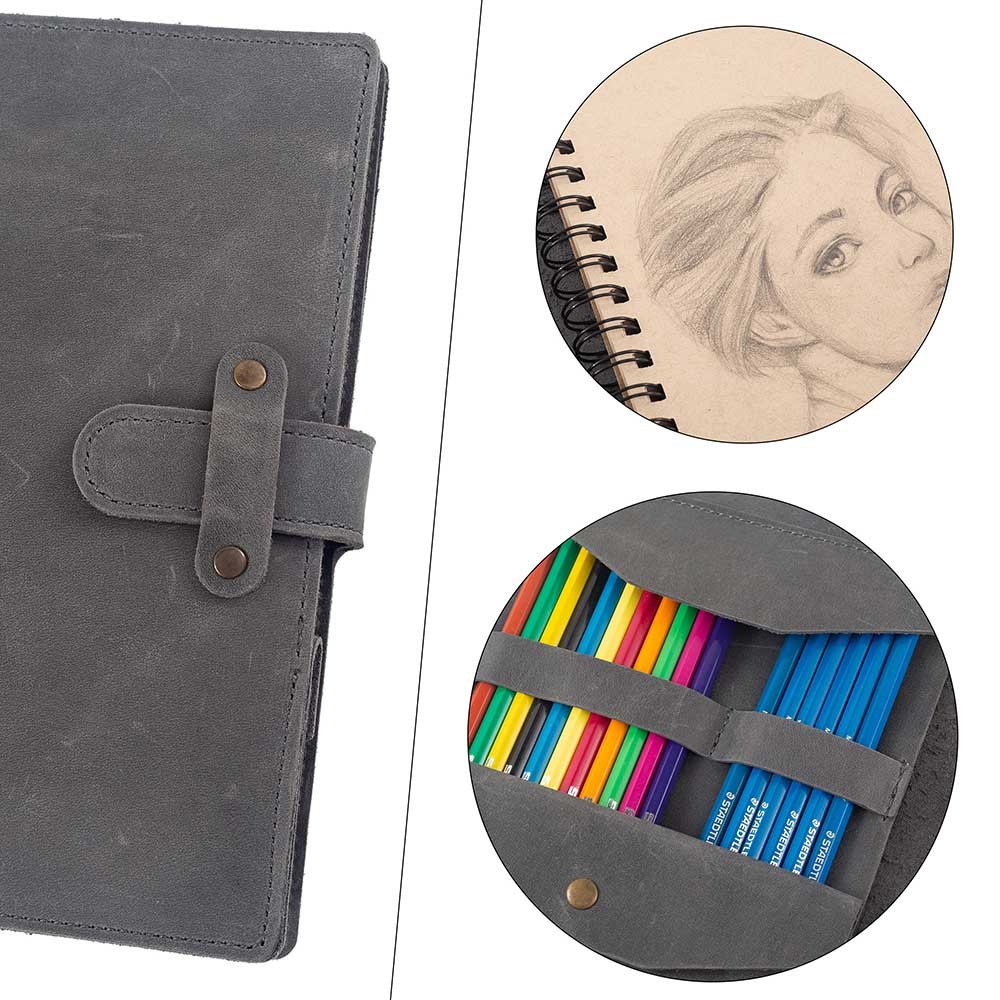 Handmade Leather Sketchbook Cover, Traveler's Leather Artist Sketch Pad Cover, Drawing Pencils Sketchbook, Personalized Artists Gifts