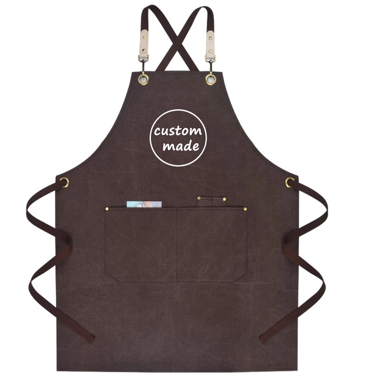 Personalized Unisex Canvas Water Resistant Apron for Restaurant,Bakery,Cafe, Kitchen,Florist,Nail Tech,Studio,Work Shop,BBQ,Aprons Gift