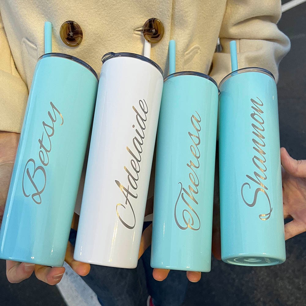 Personalized Tumbler with Straw, Insulated Tumbler, Custom Tumbler, Skinny Tumbler, Bridesmaid Proposal, Bridesmaid Gifts, Birthday Gift