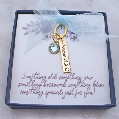 Something Blue For Bride, Something Blue Bouquet Charm, Bride Gift From Mom Bridal Charms Wedding Date