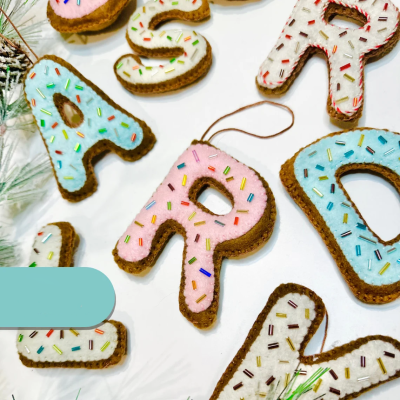 🎁Buy 2 FREE SHIPPING🎁 Personalized Uppercase Felt Sugar Cookie Alphabet Ornament