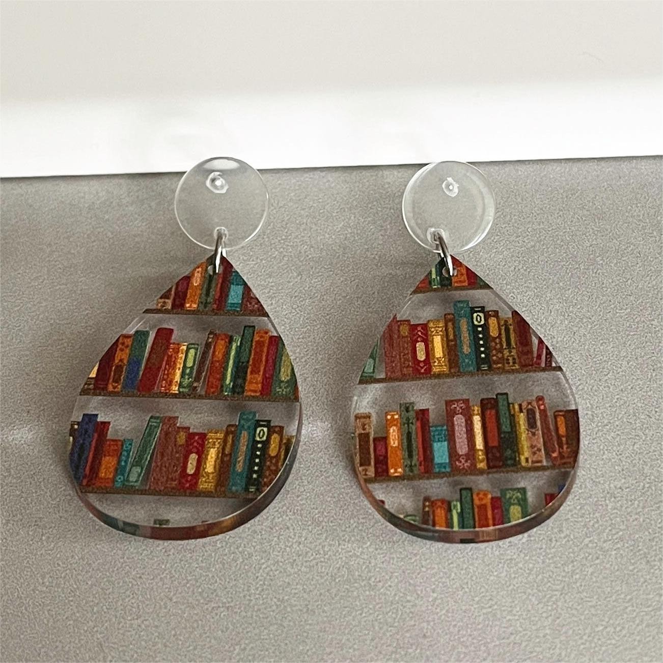 Book Nook Earrings, Librarian Earrings, Book Lover Earrings, Modern Statement Earrings