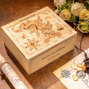 Custom Treasure Map Box Wooden Storage Box