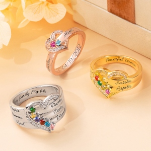 Family In My Heart Birthstone Mother Ring