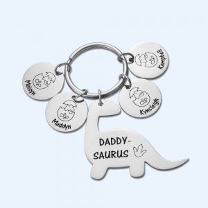 Personalized Dinosaur Family Key Ring Gift