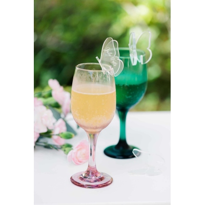 Personalized Butterfly Place Cards for Drink Glasses, Names Wedding Party or Event Decor, Clear Acrylic Place Cards for Placecards