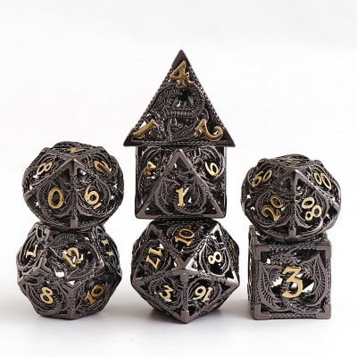 Hollow Dragon Metal Dice Set, Dragon Dice, Unique Dice, DND Dice Set, Cool Polyhedral Dice, DND Gifts
