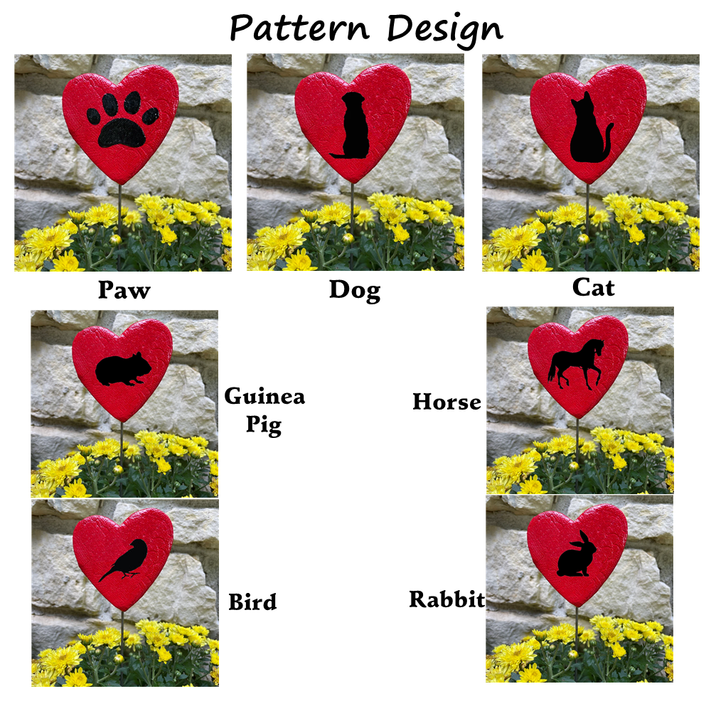 Red Heart Pet Memorial Garden Stake Cat Dog Memorial Garden Stake