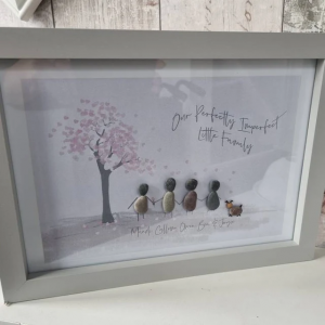 Personalised Family Pebble Picture , Framed Pebble , Family Pebble Art , Gifts For Her , Mother's Day Birthday Gift , Family Blossom Tree