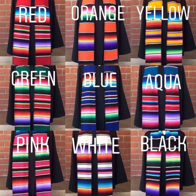 Embroidered serape sash, Serape graduation stole,  Mexican graduation stole sash
