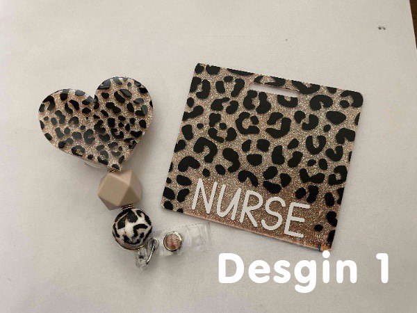 Cheetah Heart Badge Reel, Beaded Badge Reel, Nursing Badge Reel, Retractable Leopard Badge Reel