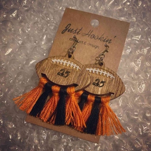 Pick Your Team Colors, Wood Football Earrings, Personalized Team Color Football Earrings, Tassel Earrings, Fringe Earrings, Football Earring