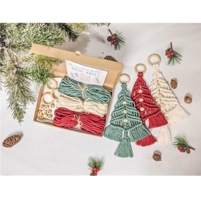 🎁Buy 2 FREE SHIPPING🎁|Macrame Christmas Tree DIY KIT, Craft Kit Wall Hanging