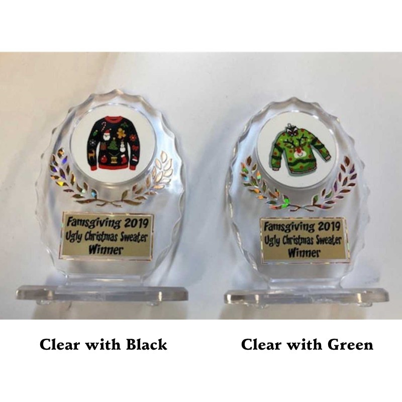 Ugly Christmas Sweater Acrylic Trophy,  Christmas Sweater Trophy Award Custom It with Your Words