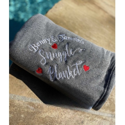 ❤️Buy 2 FREE SHIPPING❤️Personalized Blanket/Snuggle Blanket Design/Embroidered Valentine Gift/Wedding gift/Couple Gift/ Valentine Blanket