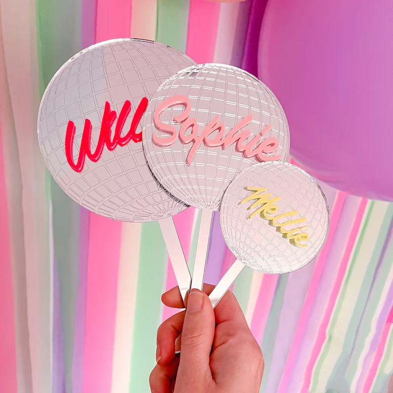 Personalised Disco Ball Cake Topper, Disco Ball, Disco Cake, Disco Cake