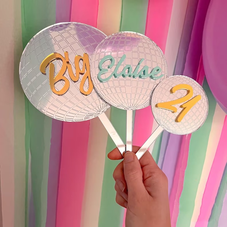 Personalised Disco Ball Cake Topper, Disco Ball, Disco Cake, Disco Cake Topper OnenOnlyGifts