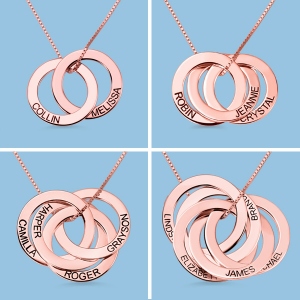 Engraved Russian Ring Necklace in Rose Gold