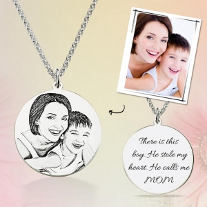 Personalized Silver Sterling / Stainless Steel Photo Engraved Necklace