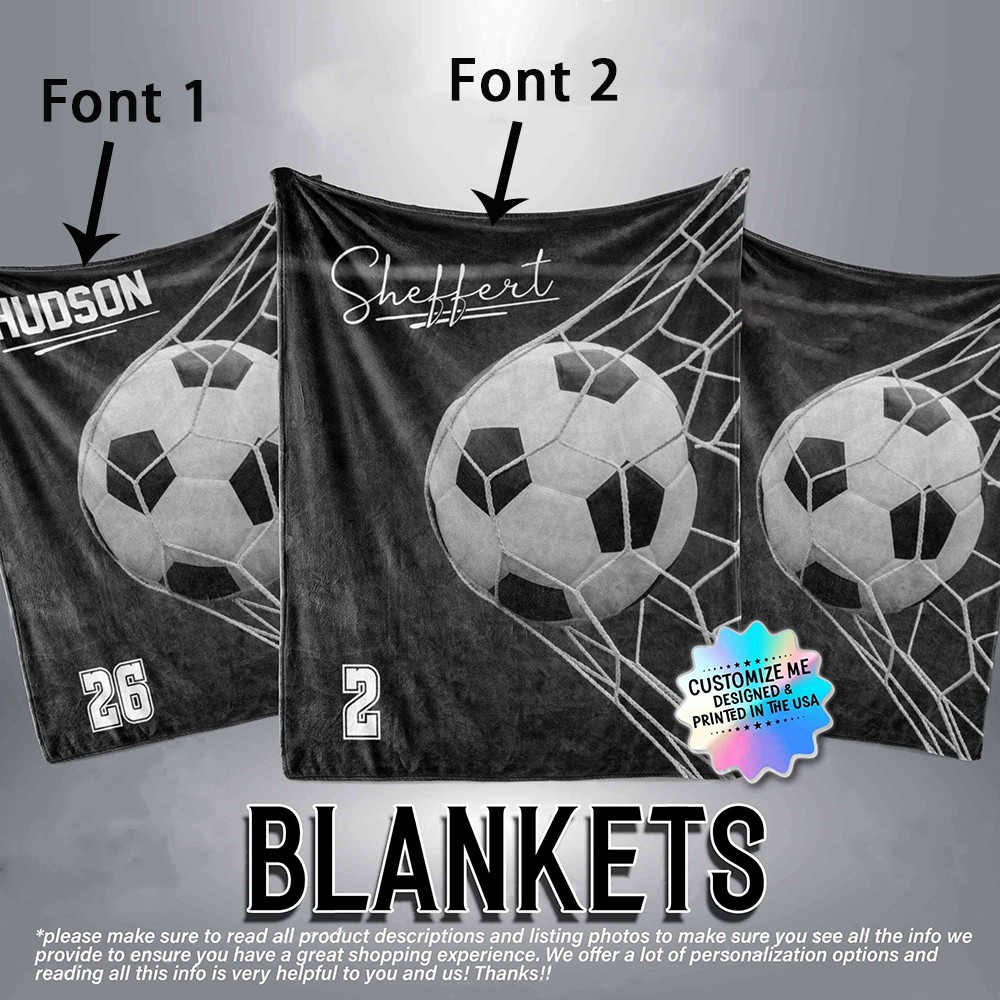 Soccer Blanket Ball through Goal -Personalized  Gift for Soccer Players Fan Gear Soccer Mom Team Gift Senior