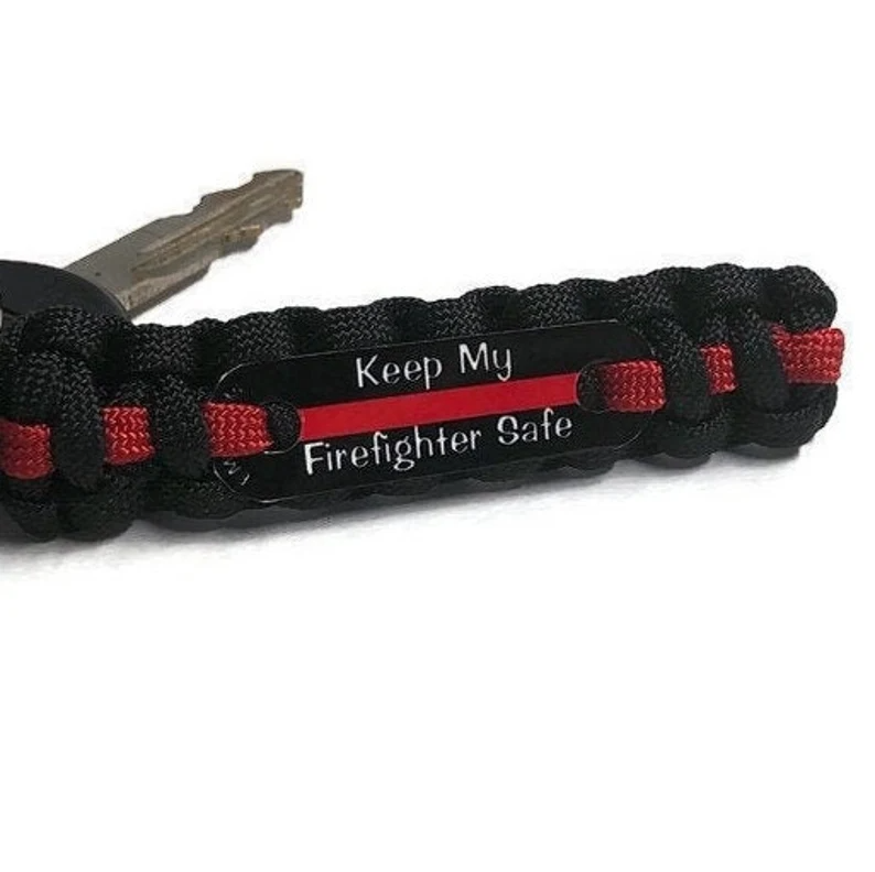 Firefighter Keychain, Bunker Turnout Gear, Paracord Keychain