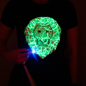 Childrens Interactive Green Glow T-shirt In Black