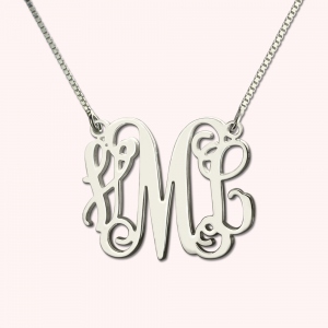 Personalized Classic Monogram Necklace Sterling Silver 925