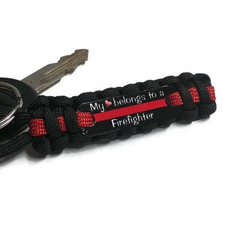 Firefighter Keychain, Bunker Turnout Gear, Paracord Keychain