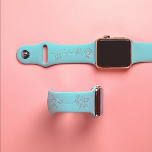 Customized Birth Flower Silicone Watch Band for Apple Watch