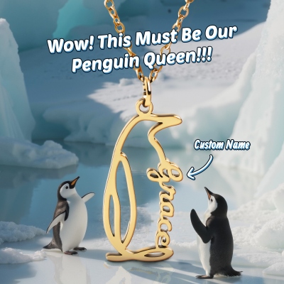 Personalized Penguin Pendant Necklace with Name, Sterling Silver 925 Dainty Jewelry, Birthday/Mother's Day/Anniversary Gift for Her/Mom/Women