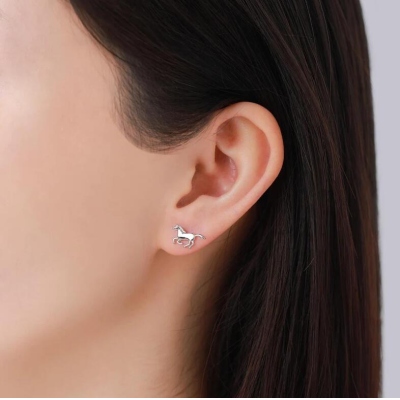 Tiny Little Running Horse Earrings in Sterling Silver, Silver, Horse Lover Earrings, Horse Gift, Horse Jewellery