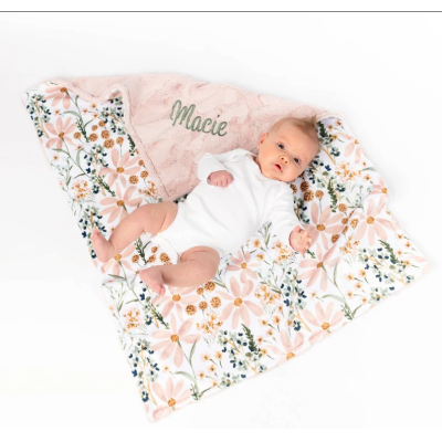 🌼Free Personalization🌼Daisy Dream Floral Personalized Baby Blanket, Minky Baby Blanket, Baby Blanket with Name, Monogram Baby Blanket, Floral Baby Gift, Green