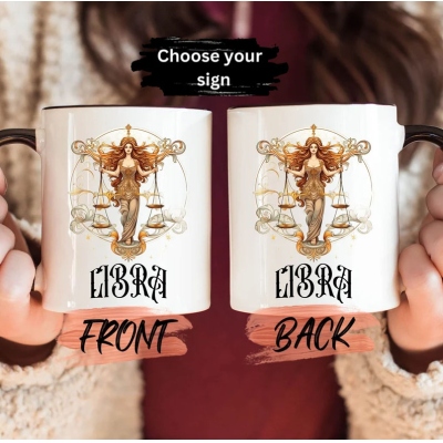 🎁Buy 2 FREE SHIPPING🎁Personalized Zodiac Design Mug, Zodiac Astrology Mug For Friend Birthday Gift, Zodiac Star Sign Mug, Zodiac Sign Gift, Celestial Mug, Zodiac Coffee Mug