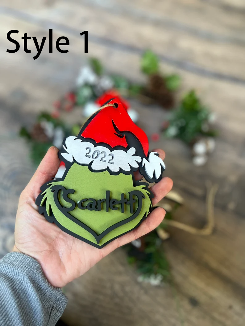 [Buy More Save More]Personalized Grinch Christmas SHIP IN 3-7 DAYS, Personalized Family Christmas Ornament, Santa Ornament