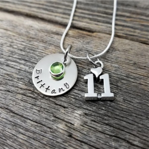 Birthday Necklace, Gift for Girl, Personalized Name Necklace with Birthstone