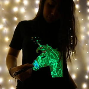 Childrens Interactive Green Glow T-shirt In Black