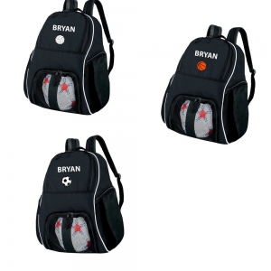 Personalized Sport Backpack with Name & Embroidered Basketball, Customized Sports Bag