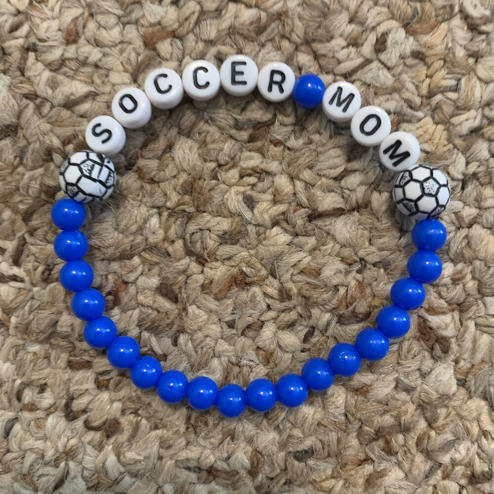Team Bracelet With Custom Name, Player Jersey Number, And Sport Beads, Baseball Mom, Softball Mom