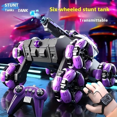 2025 New Six-wheel Stunt Remote Control Tank Can Fire Water Bombs Children's Toy off-road Vehicle Boy Car