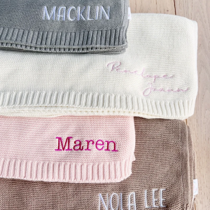 Personalized Embroidered Knit Baby Blanket, Hospital Newborn Outfit, Baby Shower Gift, Christening Baptism, Nursery Decor, Blanket with Name