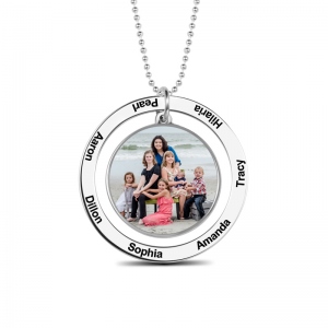 Family Circle Picture Necklace with Engraving